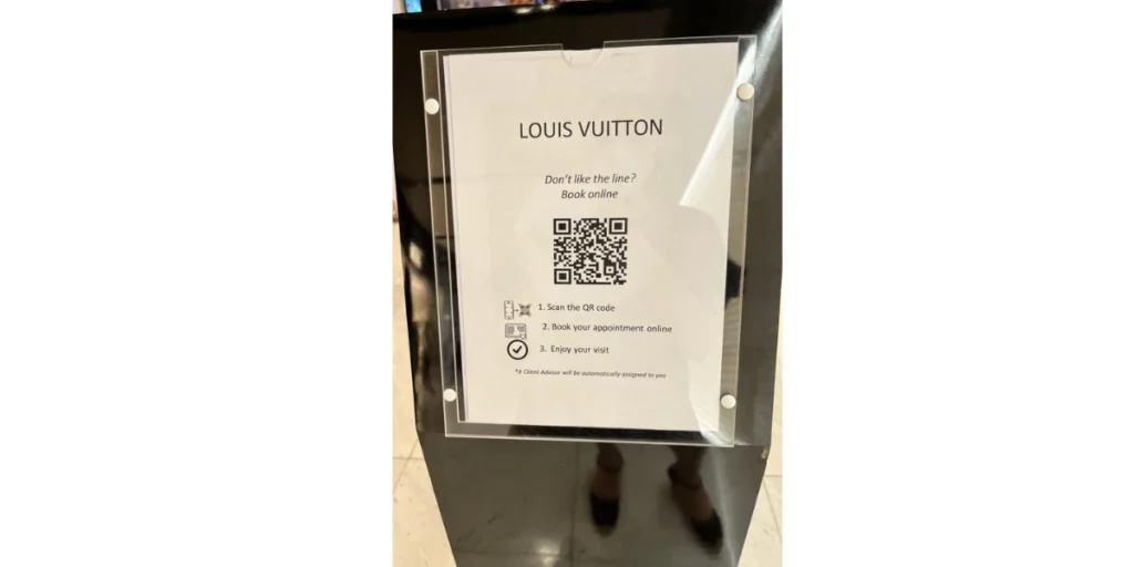 Louis Vuitton QR Code for booking online appointment.