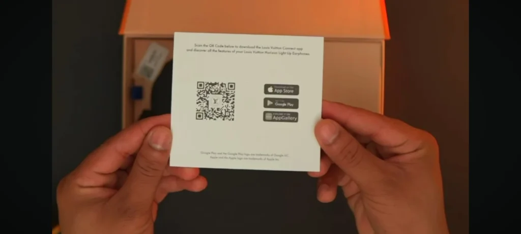 LV QR Code on a card linking to special features of product.