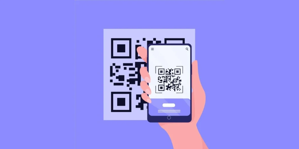 a hand holding a phone scanning a QR Code