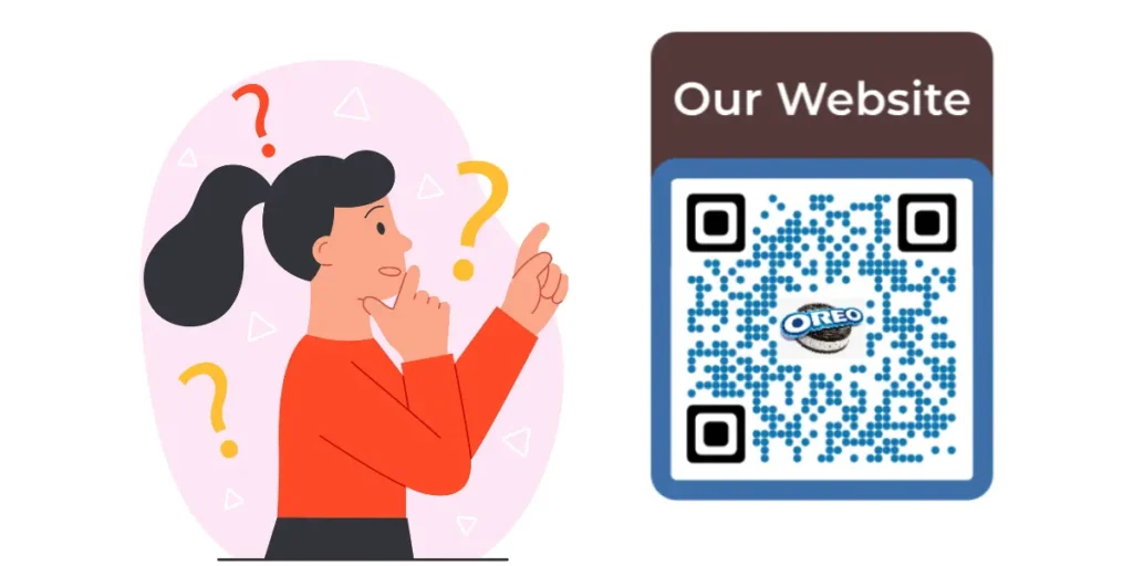 Illustration of a girl looking at an Oreo QR code, wondering why it works.