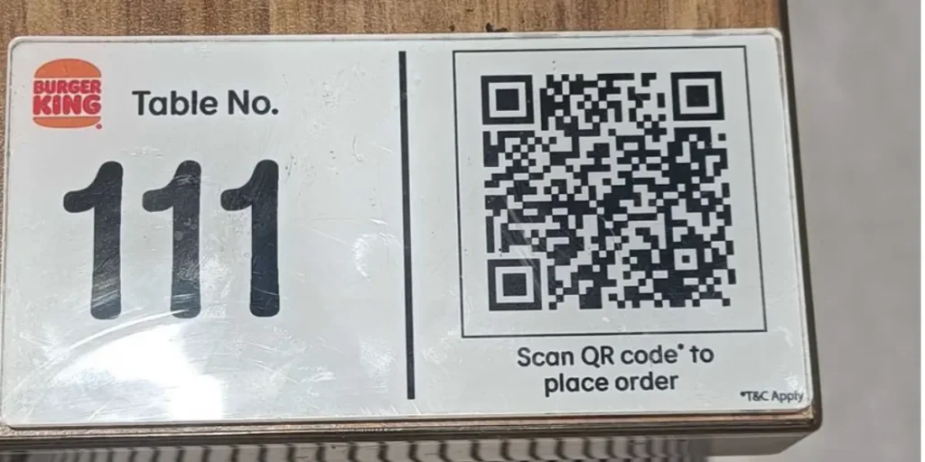 Burger King uses a Restaurant Menu QR Code to let customers conveniently place their orders right from their table.