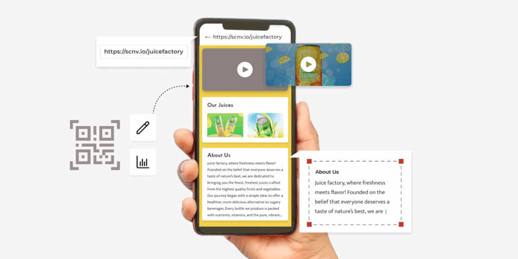 An image depiction showing a mobile app interface with URL.