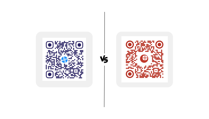 An image with Scanova QR Code is on one side and Uniqode QR Code on other.