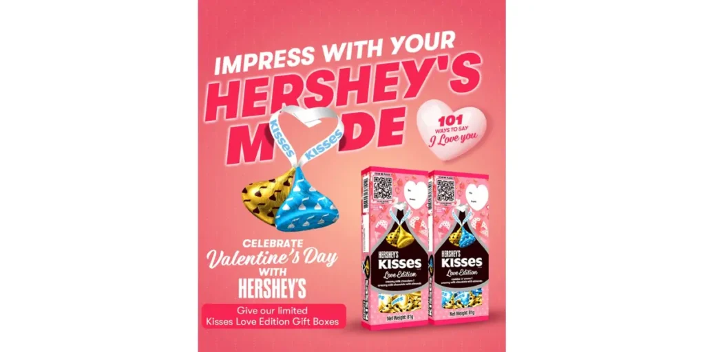 Viral campaign from Hershey's instagram channel on promoting their limited Kiss Love Edition with QR Codes.