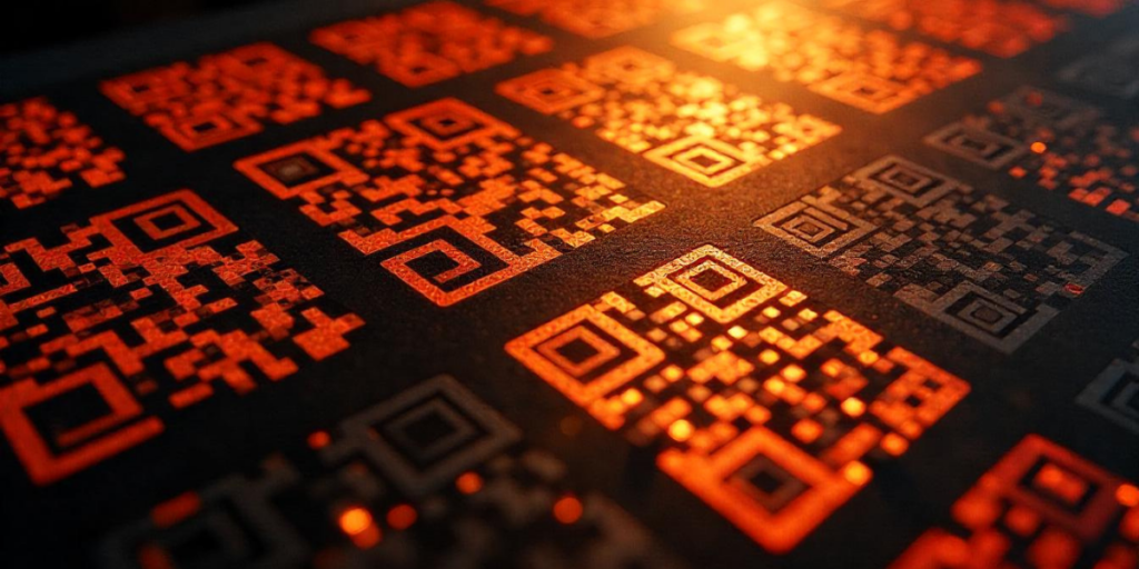 Many yellow QR Code stacked with each other.