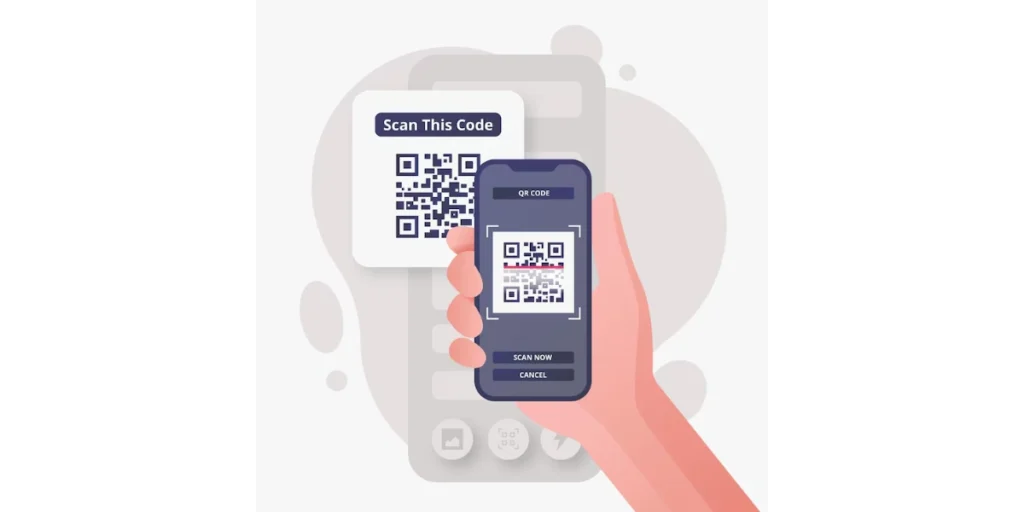 A person holding a hand, scanning a QR Code.