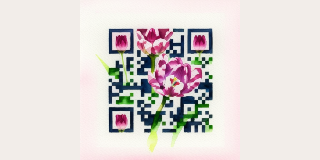 A tulip art QR Code with AI generated design.