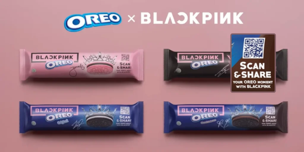 Blackpink X Oreo QR Codes on oreo packets.