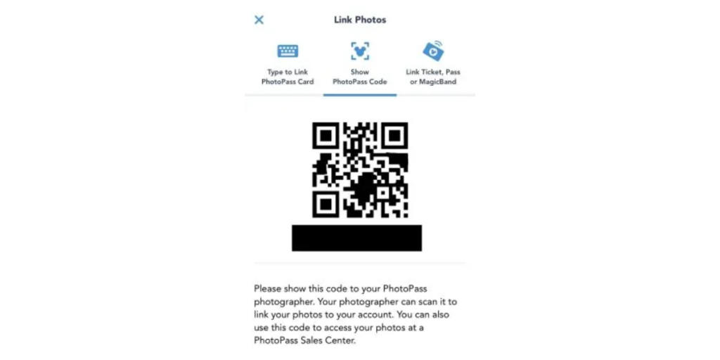 Disney photographers QR Codes to link photos to Disney account. 