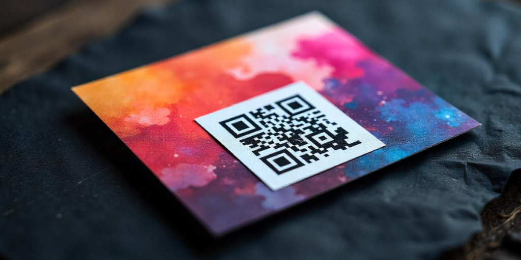 A QR Code on a color palette board.