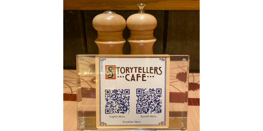 Storyteller Cafe's Disney QR Code for digital menu, ordering and more.