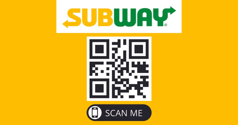 A Subway QR Code on a yellow background.