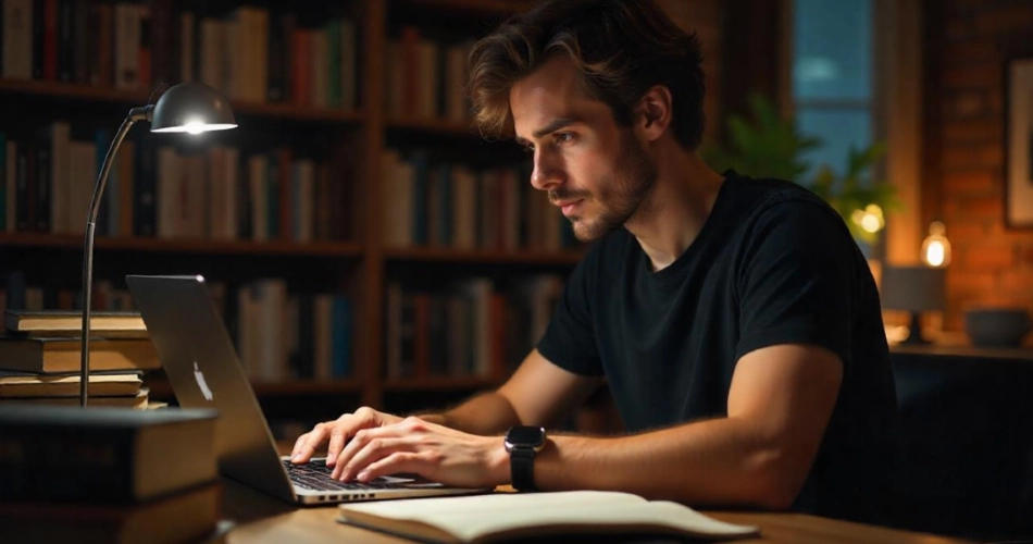 A man working on his laptop, searching for: How to create a scan code for a website.