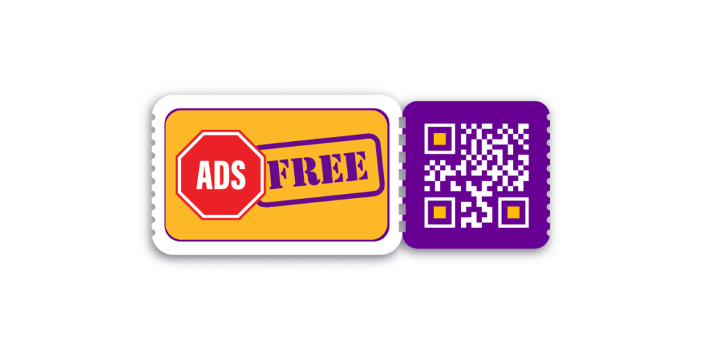 A QR Code generator no ads with a "ad-free" tag attached to it.