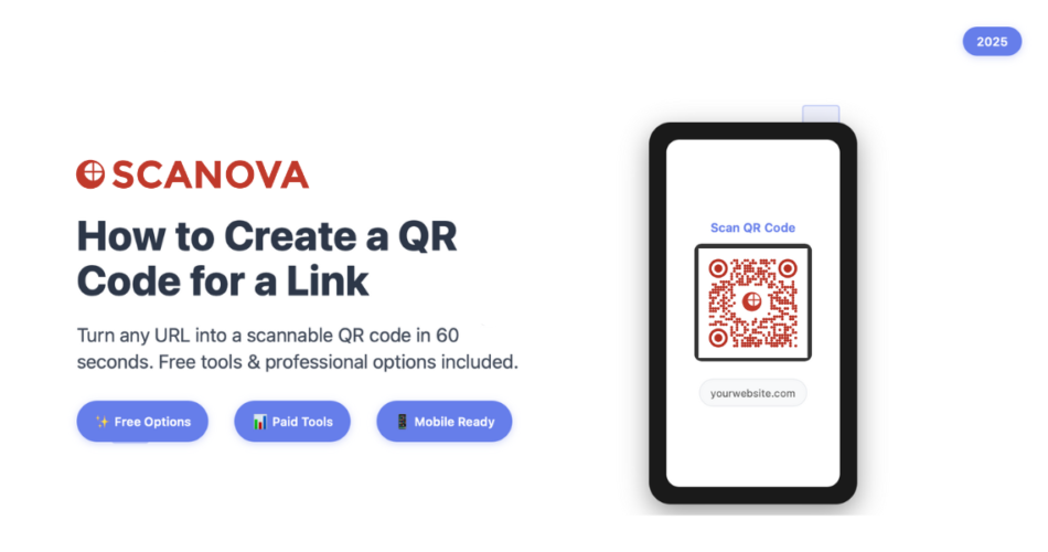 A smartphone with a QR Code on it showing how to create a QR Code for a link in minutes.