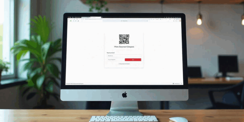 A Mac desktop displaying a QR Code.