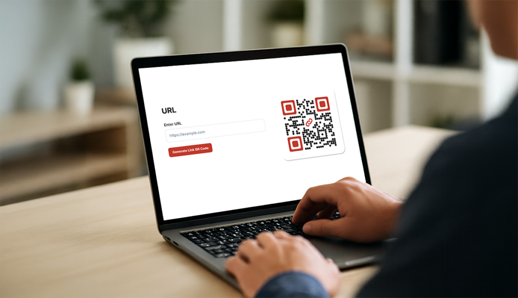 A smartphone with a QR Code on it showing how to create a QR Code for a link in minutes.