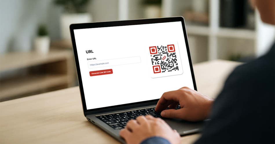 A smartphone with a QR Code on it showing how to create a QR Code for a link in minutes.