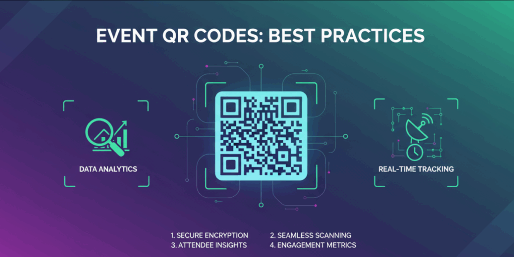 A QR Code showing various best practices for Event Marketing QR Codes.