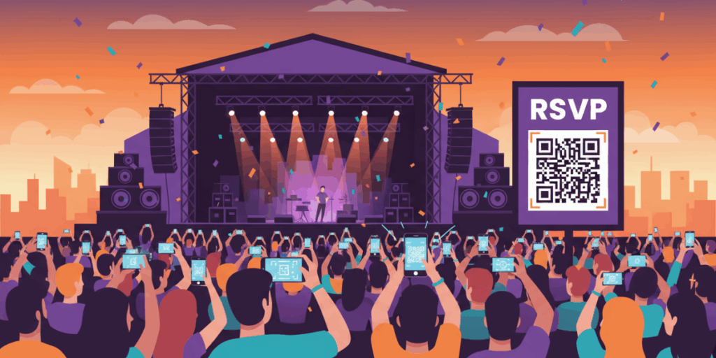 A large QR Code displayed at a music fest.