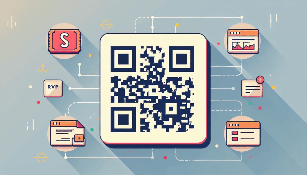 A visual representation of a QR Code redirecting to an event.