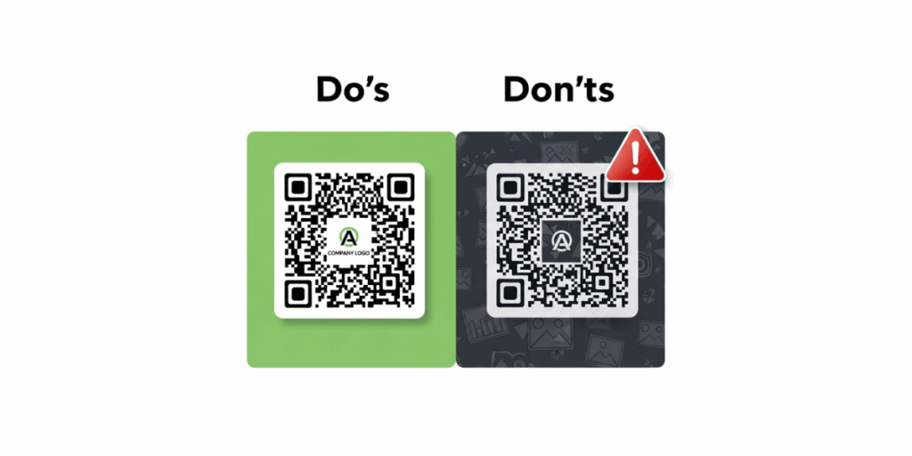 A picture showing Dos and Don'ts while creating and using a QR Code.