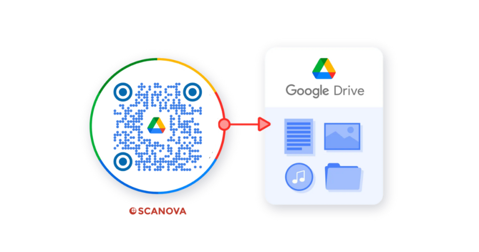 A Google Drive QR Code with a Google Drive logo in the middle.