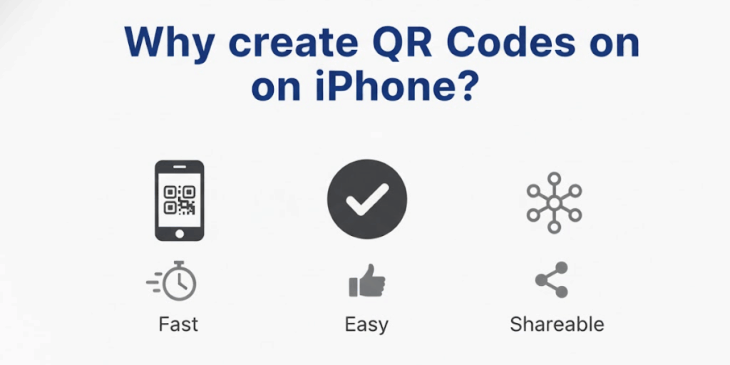 A vector image showing the reasons to create a QR Code on an iPhone.