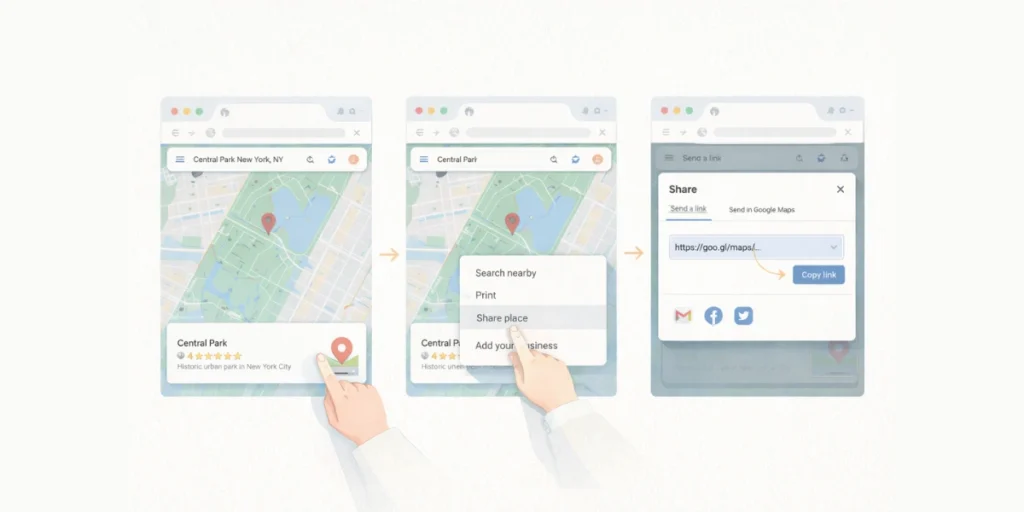 A step by step guide to creating a Google Maps link.