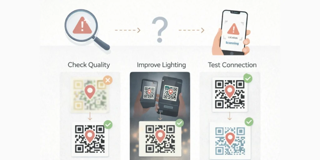 Ways to troubleshoot your location QR Code in Canva.