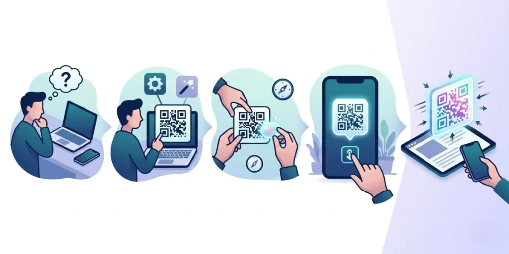 The process to create a floating QR Code.