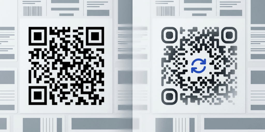 An image showing two different types of QR Codes, Static and Dynamic.
