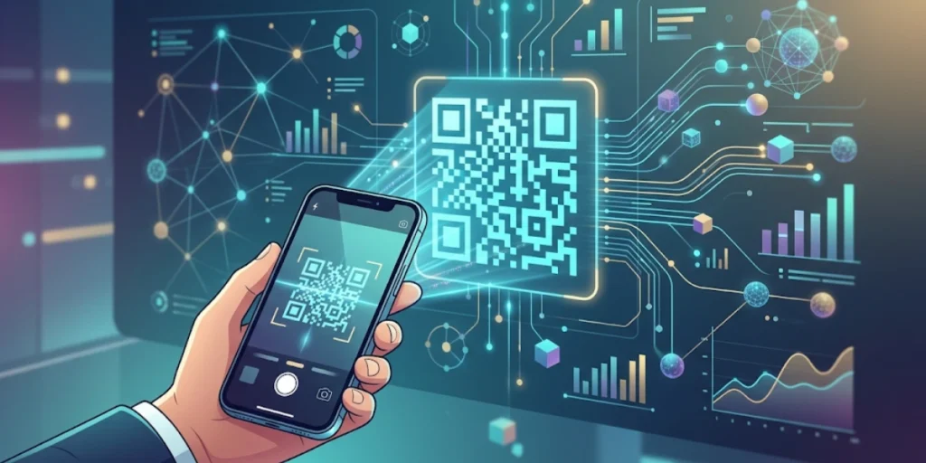 A smartphone scanning a QR Code.