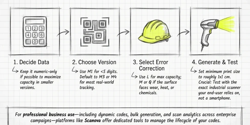 Steps to generate a Micro QR Code.