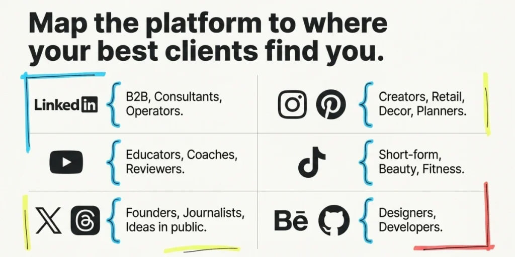 Social media platforms to include on your social media business cards.