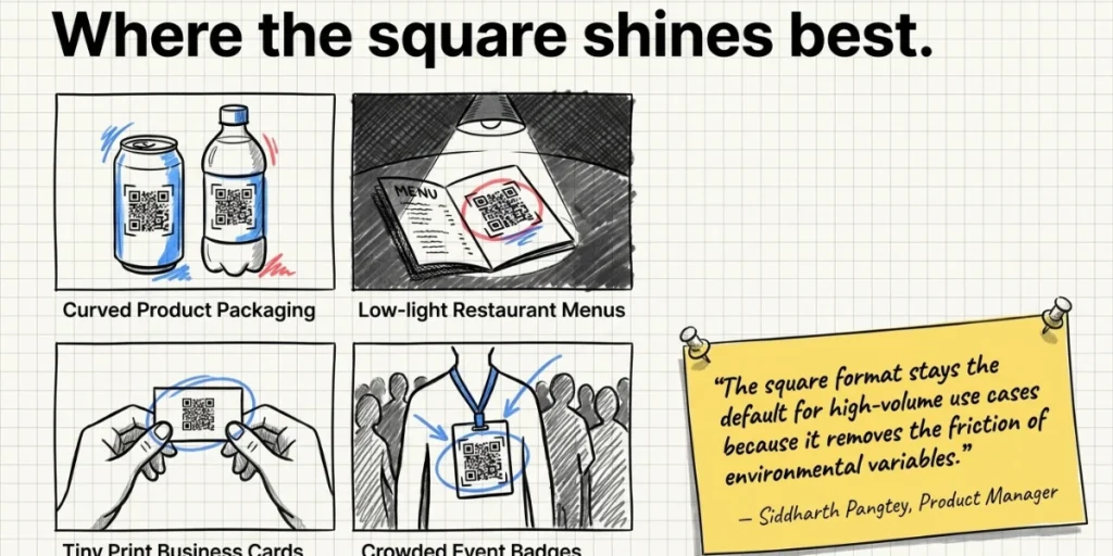 The best places to use the square QR Codes in.