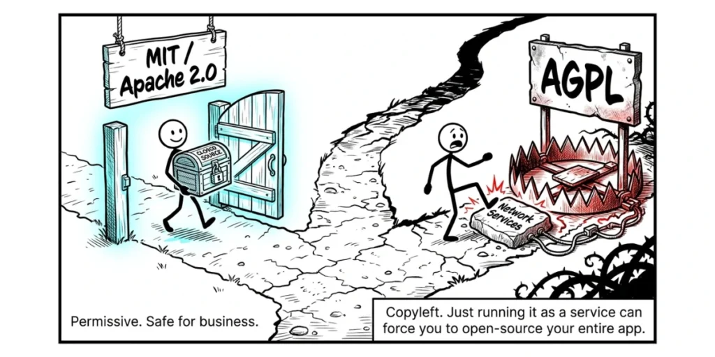 Different types of licenses available for open source QR Code Generator creation.