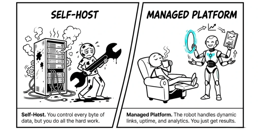 The dilemma: Self hosting or managed platform.