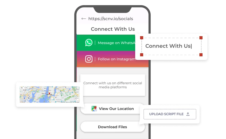 Visual depicting advanced components like location, custom script, file, etc. 