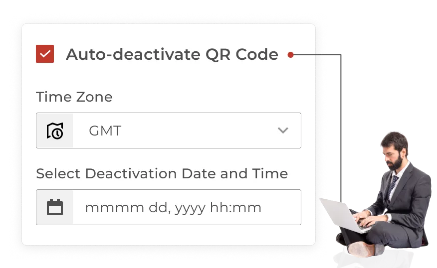 Person setting auto-deactivation for their QR Code.