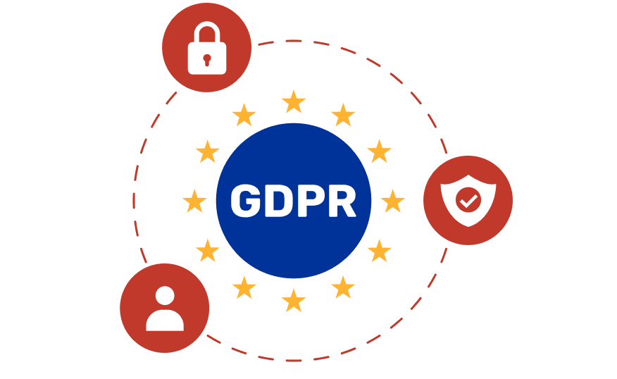 GDPR badge representing top data security and compliance with GDPR and more, with Scanova's enterprise QR code generator.