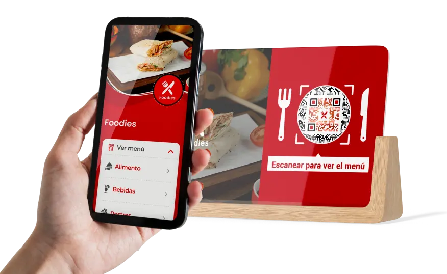 Imagen que muestra a una persona escaneando un código QR para acceder al menú.
