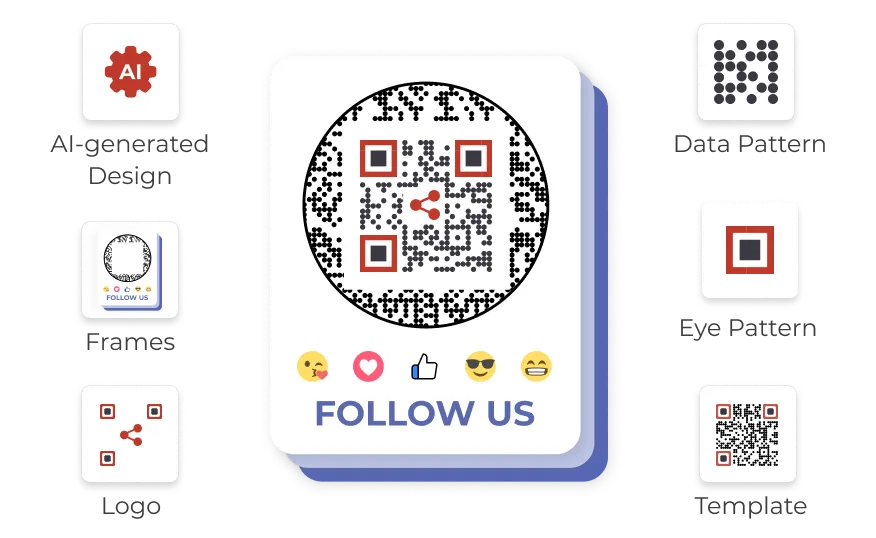 A customized Social Media QR Code created using Scanova