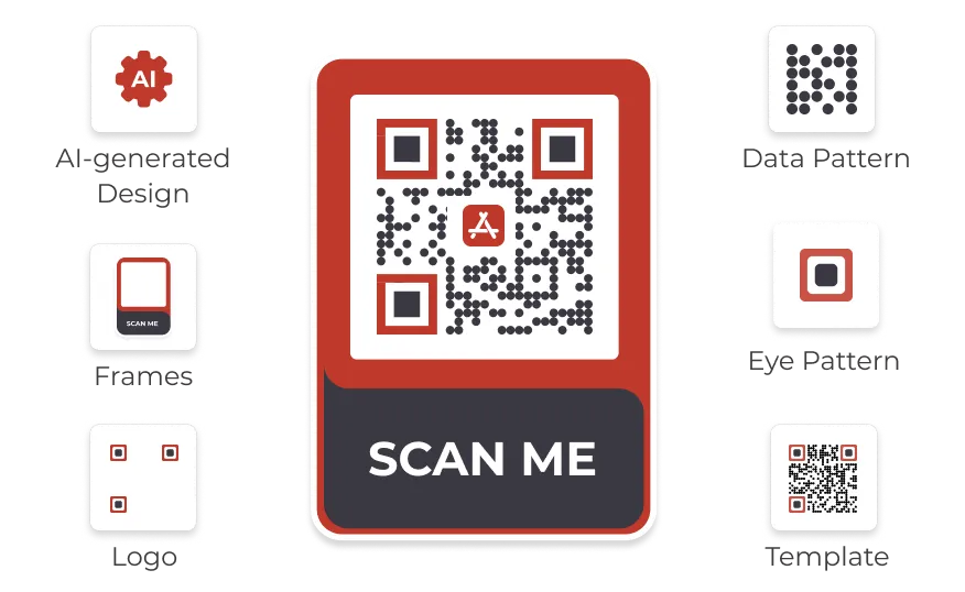 A visually appealing App Store QR Code created using Scanova.