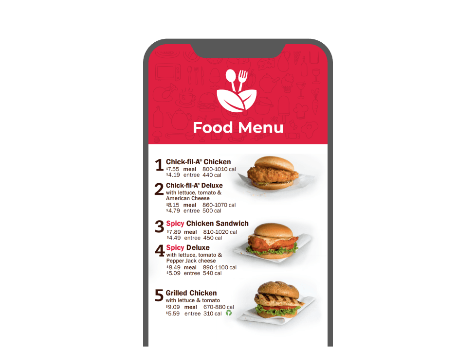 Mobile screen displaying restaurant menu by scanning document QR code allowing for different formats of documents.