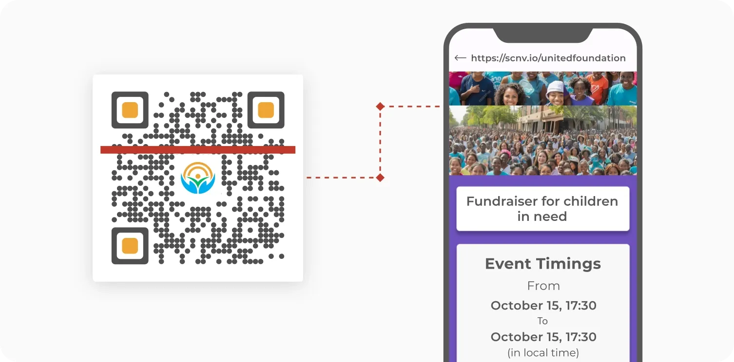 Website URL QR Code being scanned to access event details