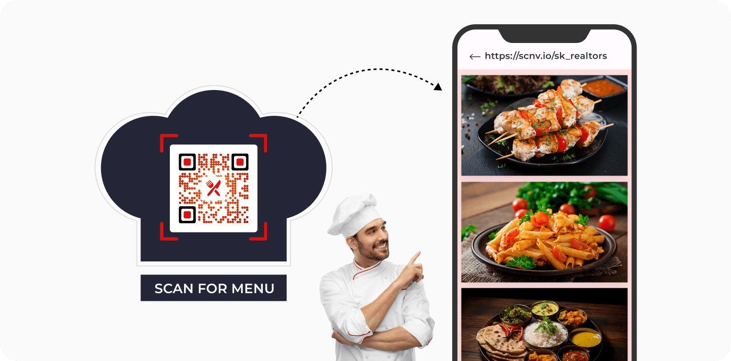 Scanning the QR Code leads to images of various dishes in the menu