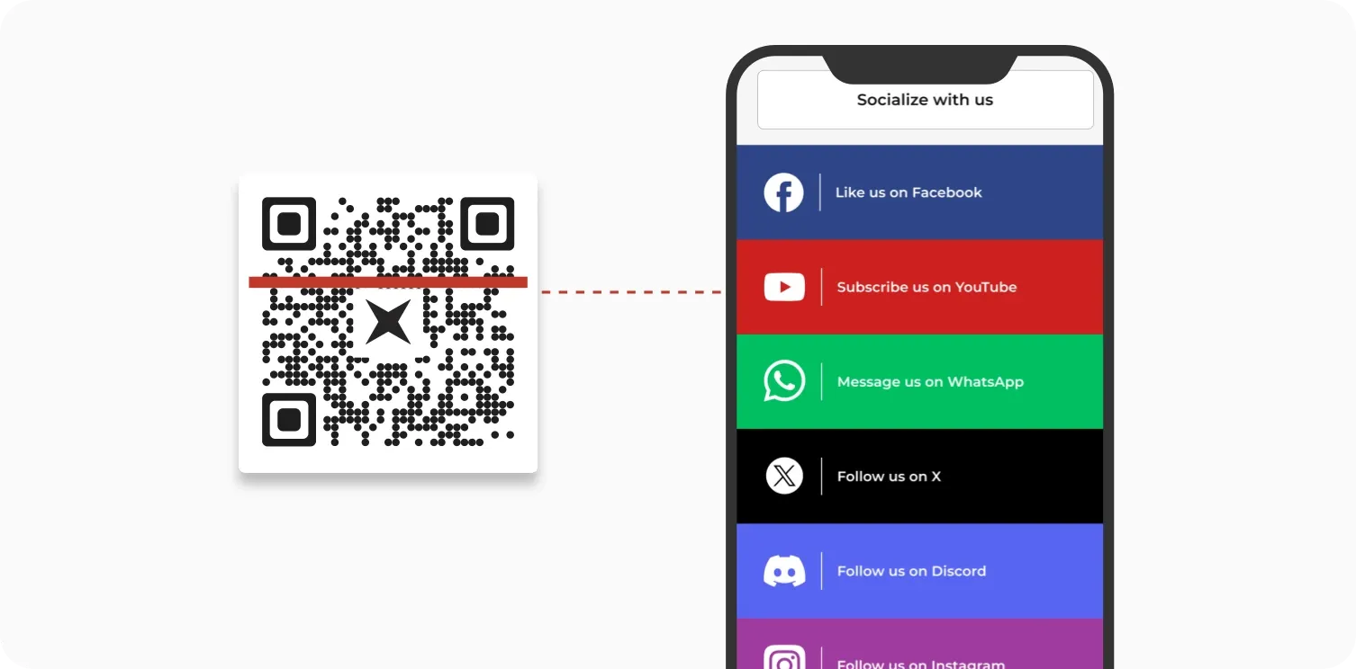 Customer scanning a QR Code to follow a business on social media