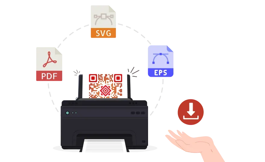 Descargue siempre códigos QR transparentes en alta resolución para creativos impresos; los mejores formatos incluyen PDF, SVG y EPS.