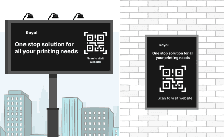 Visual depicting QR Codes on a billboard and poster.